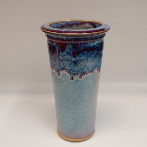 Click to view detail for #221152 Vase/Utensil Holder Blue, Red, White $24
